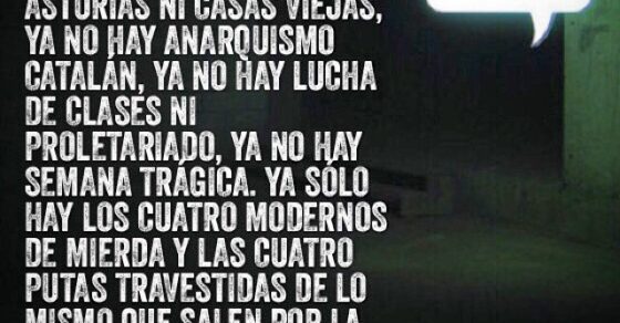 Texto blanco sobre fondo oscuro: «Ya no hay revoluciones…», atribuido a F. Umbral