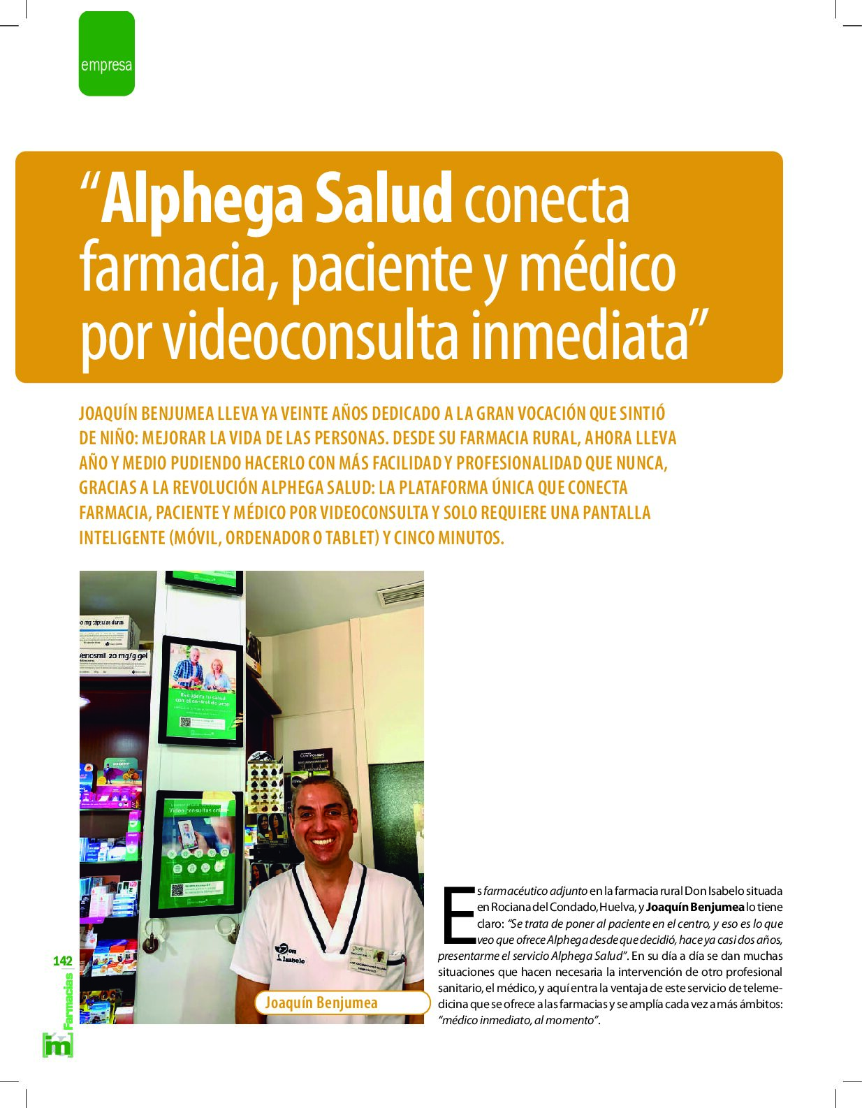 Roser Amills entrevista al farmacéutico Joaquín Benjumea sobre Alphega Salud en IM Farmacias (2022)