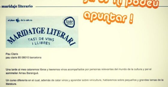 Invitación de Laie al Maridatge literari, tast de vins i llibres eròtics con Roser Amills el 10 de octubre de 2013, con el lema «Tenim una cita, ja us hi podeu apuntar!»