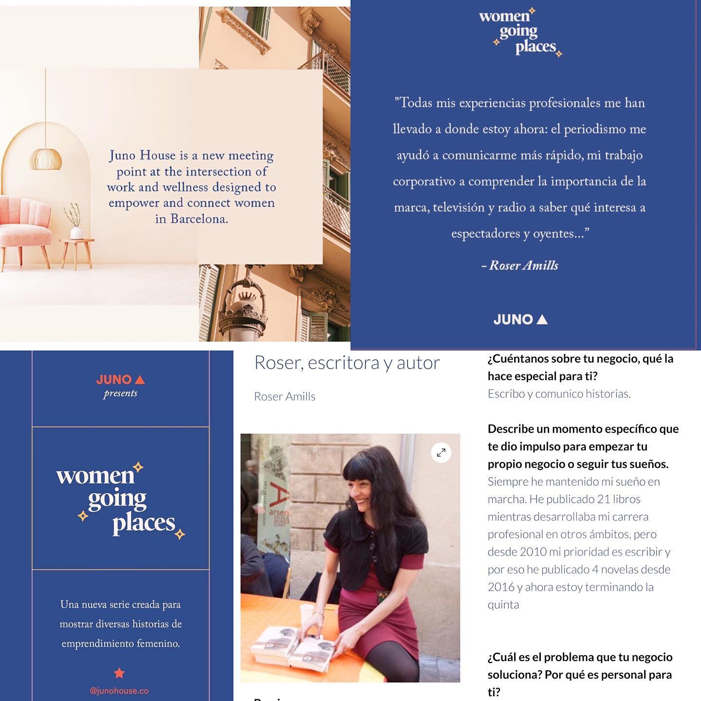 Entrevista a Roser Amills en la serie Women Going Places de Juno House, septiembre de 2020