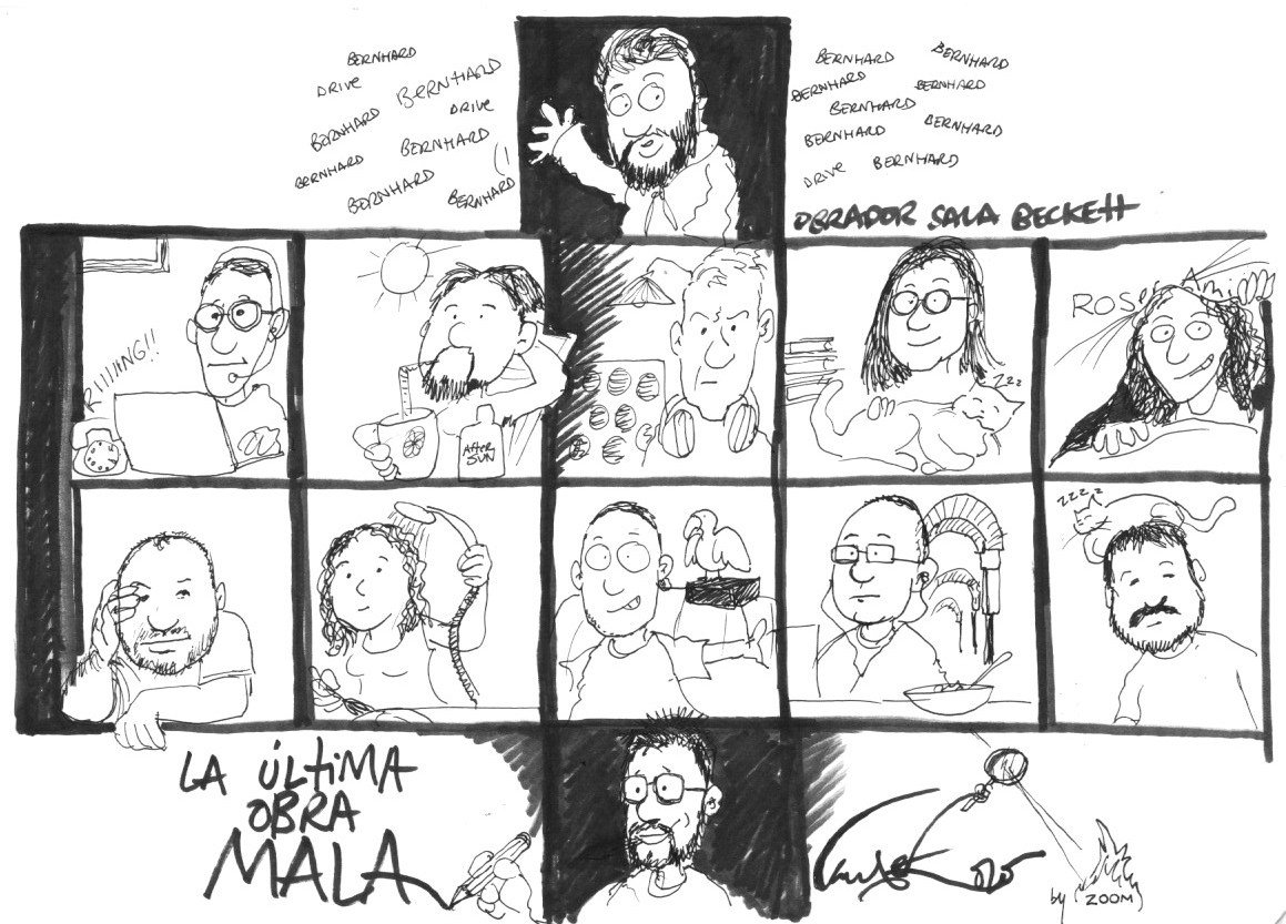 «La última obra mala», vinyeta de Martí Torras sobre el curs de Gabriel Calderón a la Sala Beckett (2020)