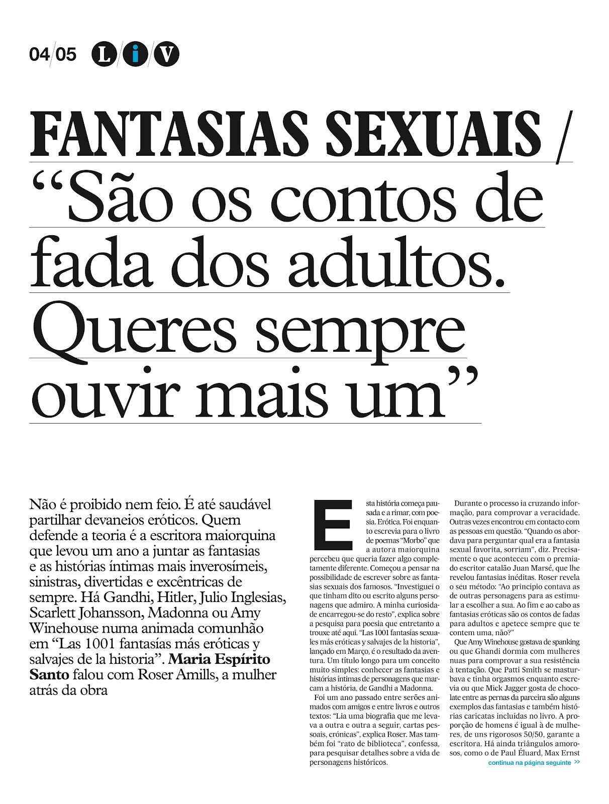 Página 4 do suplemento LIV com a entrevista a Roser Amills
