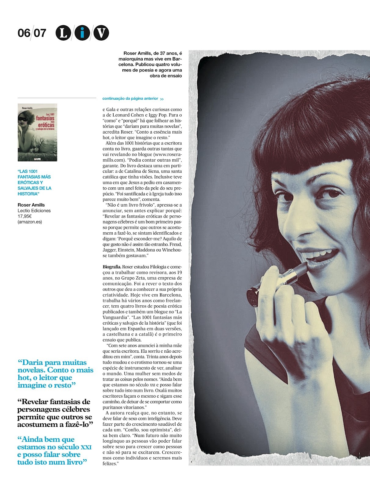 Página 6 do suplemento LIV com a entrevista a Roser Amills