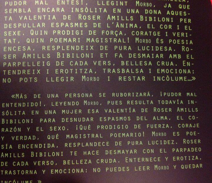 Poema de «Morbo», de Roser Amills