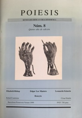 Portada de la revista Poiesis n.º 8 (primavera-verano de 1999), con la traducción de Roser Amills de Geography III, de Elizabeth Bishop