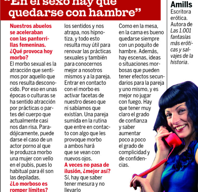 Entrevista a Roser Amills en Quo (octubre de 2012): «En el sexo hay que quedarse con hambre»
