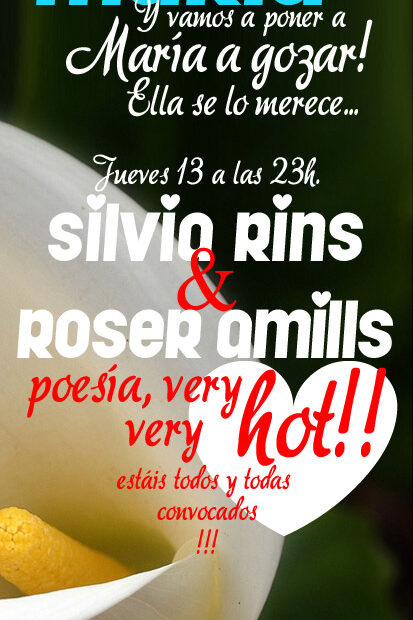 Cartel del recital Poesía, very very hot!! de Silvia Rins y Roser Amills en el Margarita Blue de Barcelona
