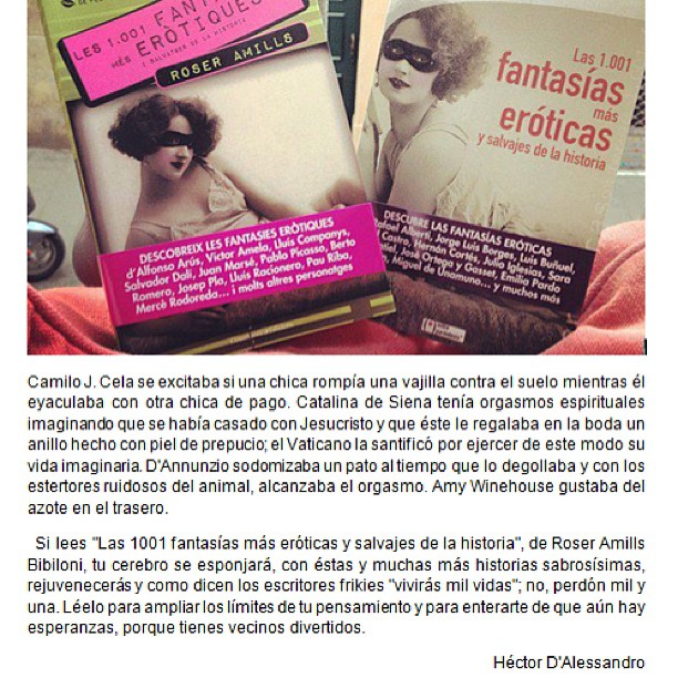 Reseña de Héctor D'Alessandro de Las 1001 fantasías más eróticas y salvajes de la historia, junto a las ediciones en catalán y castellano