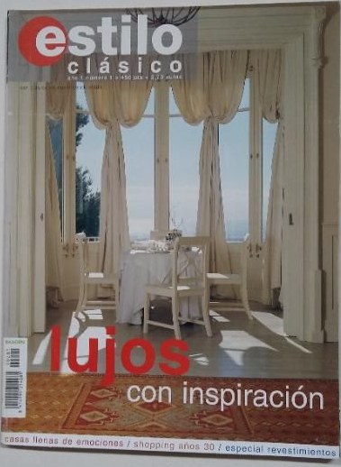 Portada del número 1 de la revista de decoración Estilo Clásico, dirigido por Roser Amills, con el precio en pesetas y en euros