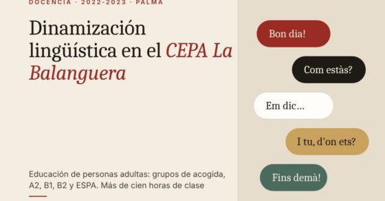 Roser Amills, docente y dinamizadora lingüística en el CEPA La Balanguera de Palma, 2022-2023