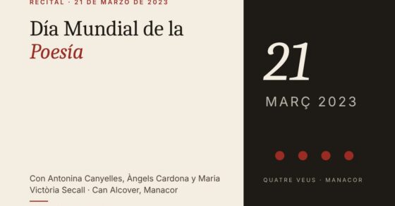 Recital de Roser Amills en el Día Mundial de la Poesía, Can Alcover, Manacor, 2023