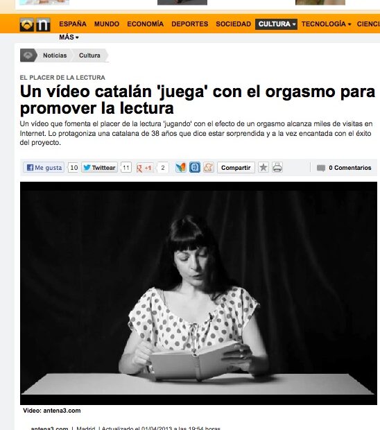 Antena 3 | Un vídeo catalán 'juega' con el orgasmo para promover la lectura (1-4-2013)