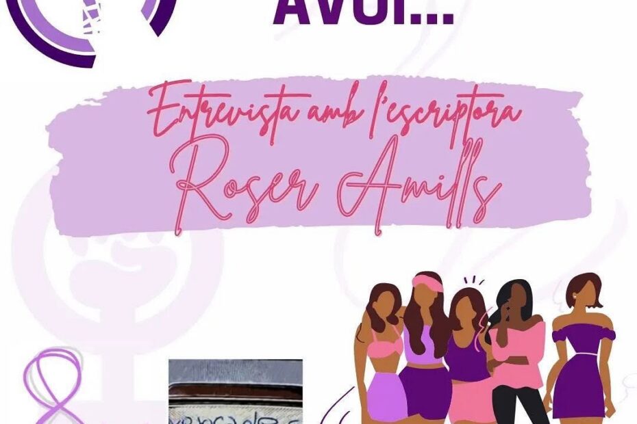 Cartel de La Isidreta Ràdio: «Avui… Entrevista amb l’escriptora Roser Amills», programación especial 8M del programa Xerrades