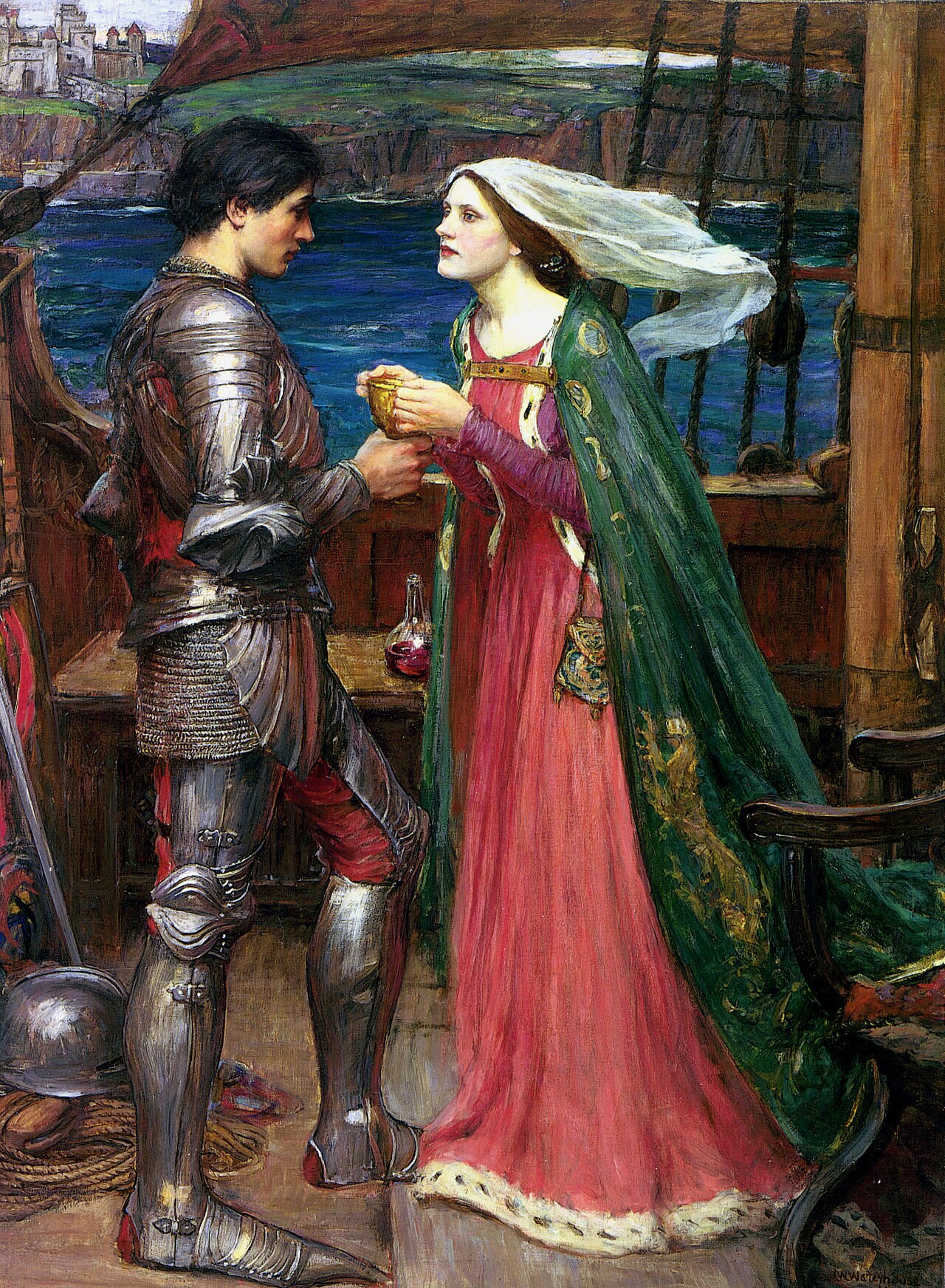 Tristán e Isolda con la poción, cuadro de John William Waterhouse