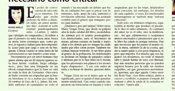 Tribuna de Roser Amills en Última Hora: «Hablar de sexo es tan moderno y necesario como criticar»