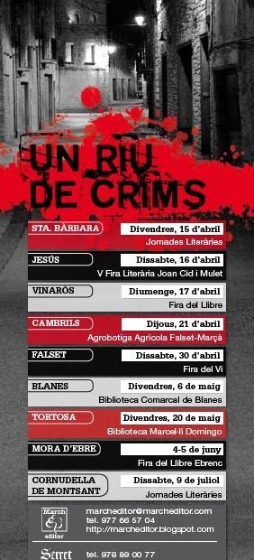 Punt de llibre de «Un riu de crims», antologia de gènere negre de March Editor, con las presentaciones de abril de 2011