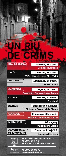 Punt de llibre de «Un riu de crims», antologia de gènere negre de March Editor, con las presentaciones de abril de 2011