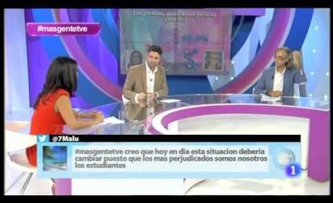 Plató de +Gente, de La 1, durante el debate sobre los jóvenes ni-ni (2012)