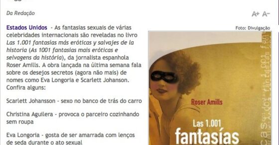 Página de ZipTop (Brasil) sobre el libro de Roser Amills con las fantasías sexuales de los famosos